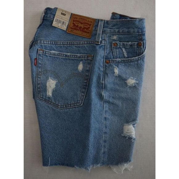 Levi's 501 Women's Sz 26 Blue Mid-Thigh High Rise Straight Fit Denim Shorts $60 - Picture 6 of 6
